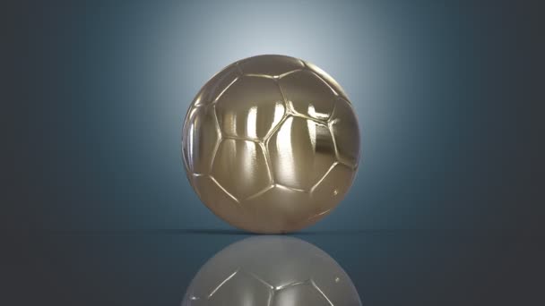 ゴールドのコンピューター生成されたサッカー ボール — ストック動画