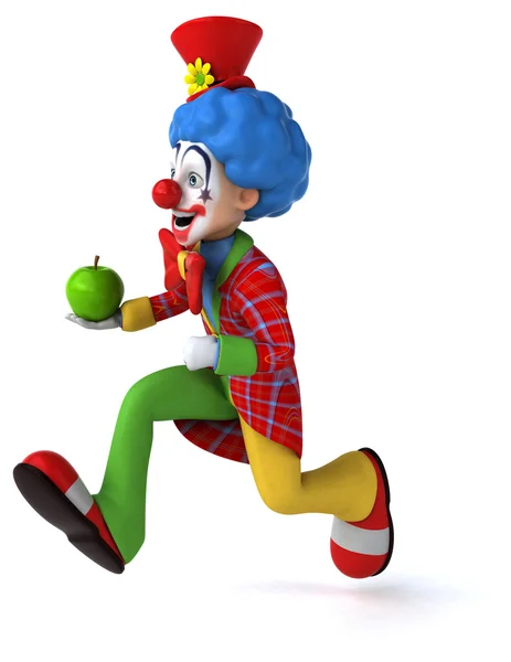 Смішний клоун у синій перуці і яскравий костюм — стокове фото