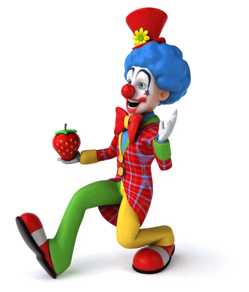 Funny clown in a blue wig and bright suit — Stock Photo, Image