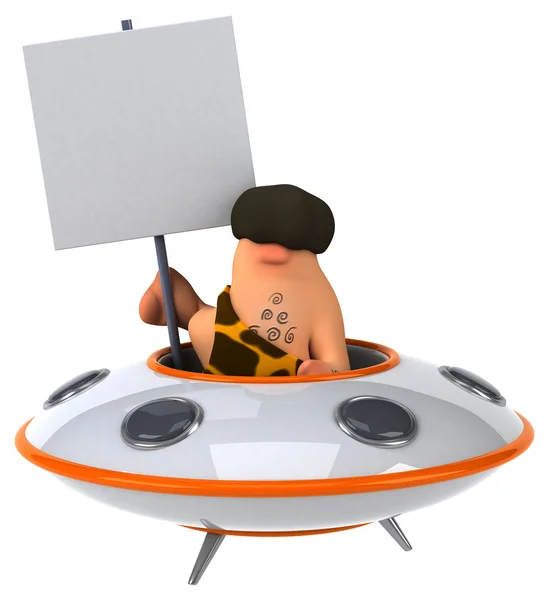 Fun cartoon caveman in spaceship — Stock Image Fun cartoon caveman in spaceship Stock Picture