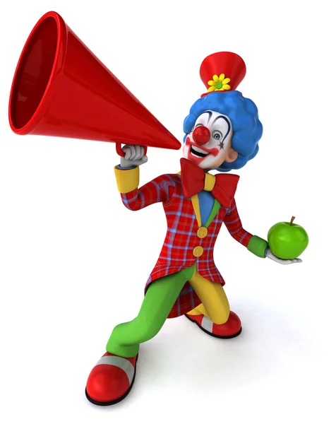 Zabawny clown w niebieski perukę i jasny garnitur — Zdjęcie stockowe