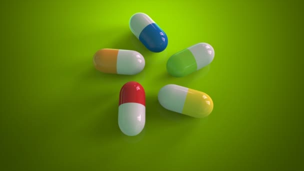 Fünf Pillen rotieren — Stockvideo
