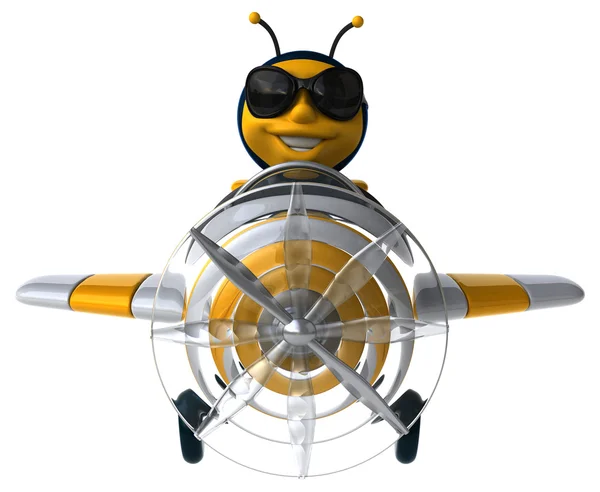 Funny bee in aeroplane — Stock Photo, Image