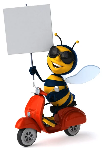 Funny bee on motorbike — Stock Photo, Image