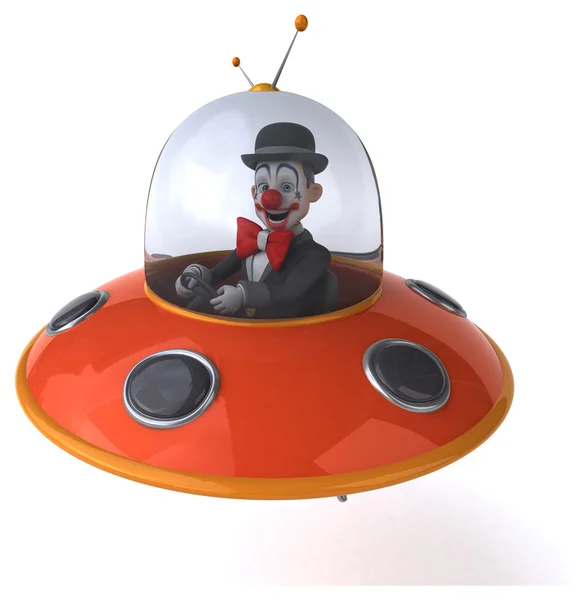 Zábavný klaun v Ufo — Stock fotografie