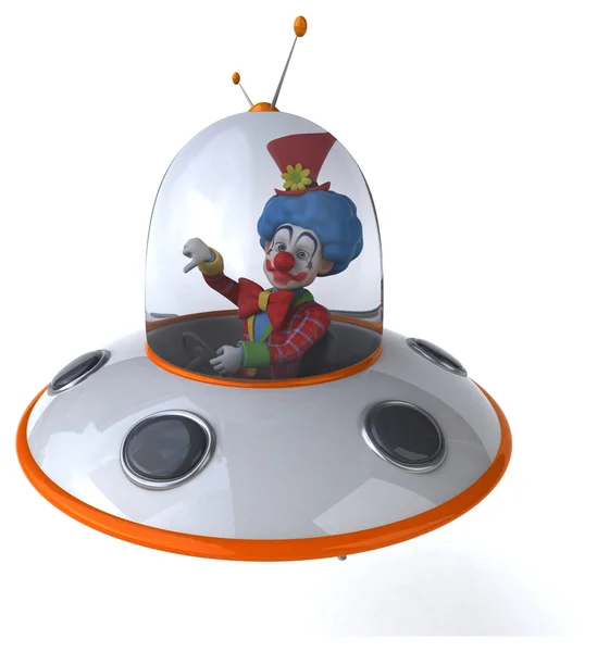 Fun clown in UFO — Stock Photo, Image