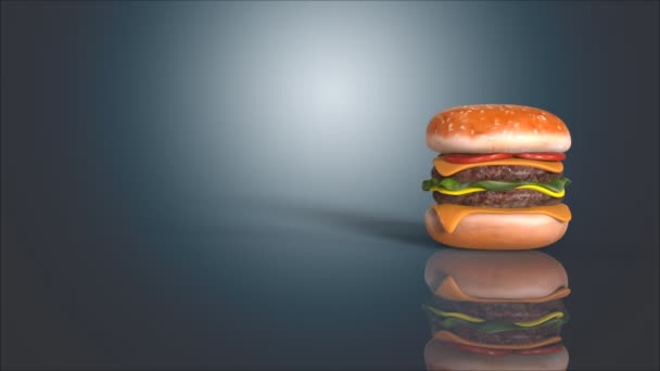 Большой и вкусный гамбургер — стоковое видео