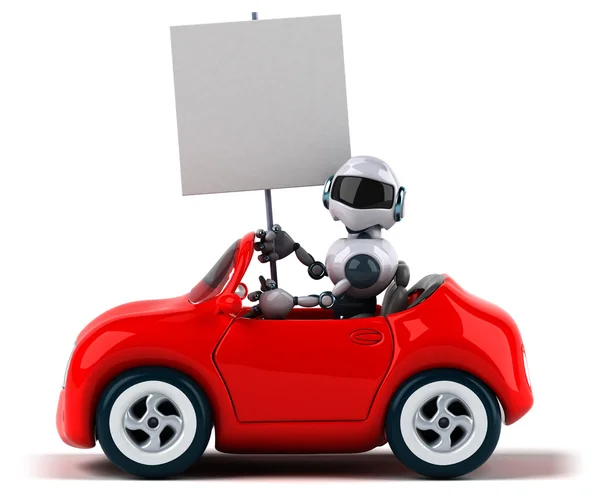 Robot i röd bil — Stockfoto
