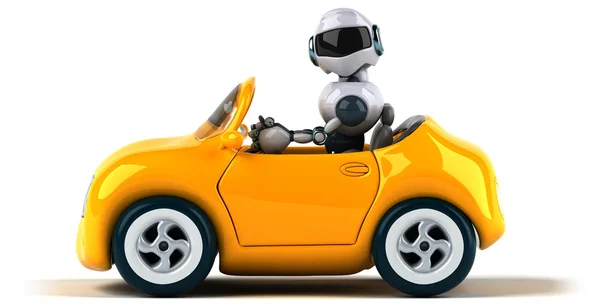 Robot in auto gialla — Foto Stock