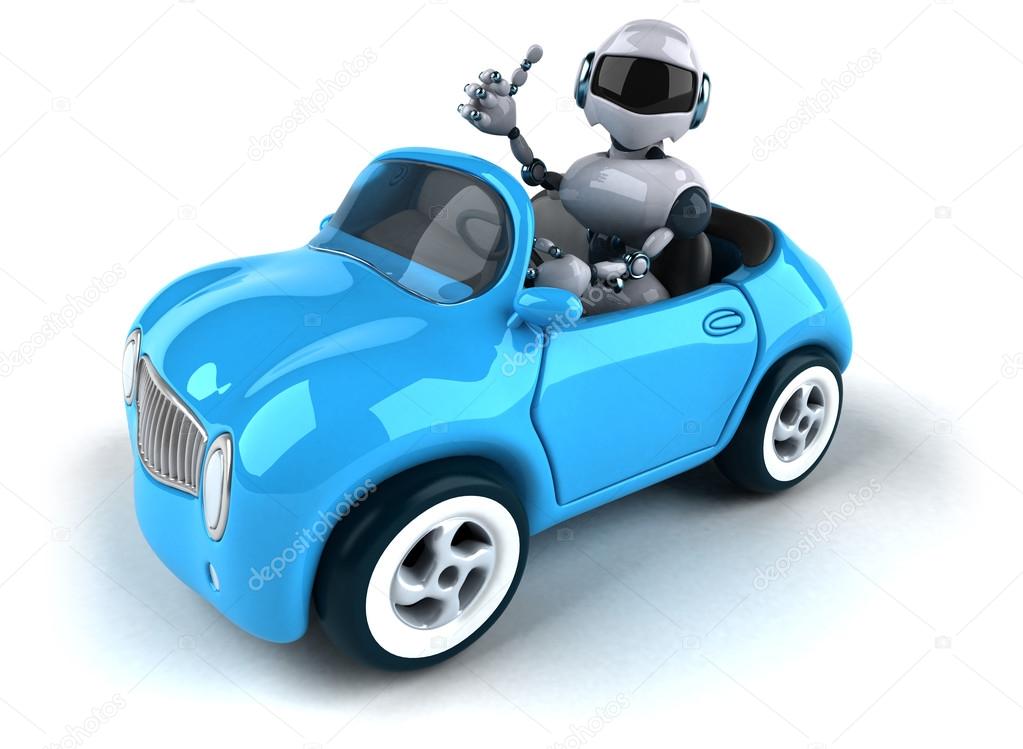 Cartoon Robot driving car Stock Photo by ©julos 92016112