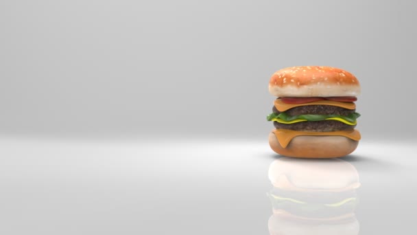 Вкусный большой гамбургер — стоковое видео