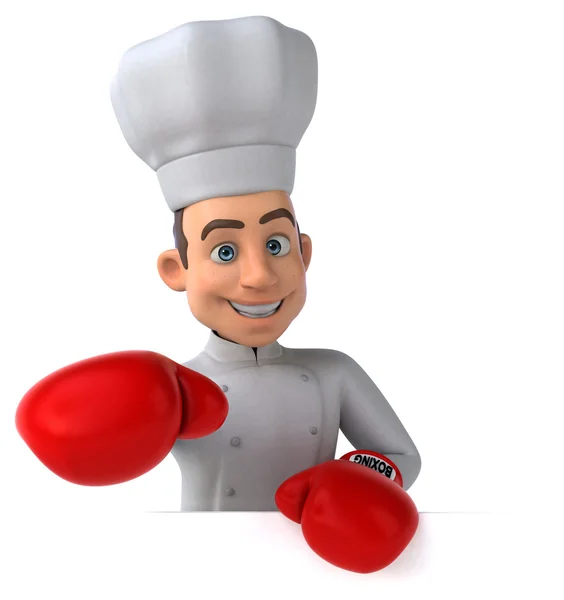 Funny chef in boxing gloves