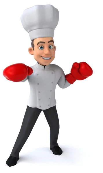 Funny chef in boxing gloves — Stock Photo, Image