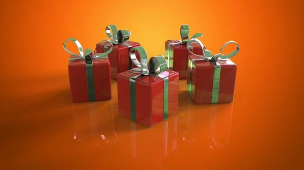 Gifts in red boxes — Stock Photo, Image