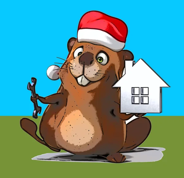 Funny cartoon beaver — Stock Photo, Image