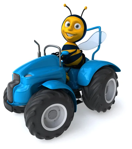 Funny bee on tractor — Stock Photo, Image