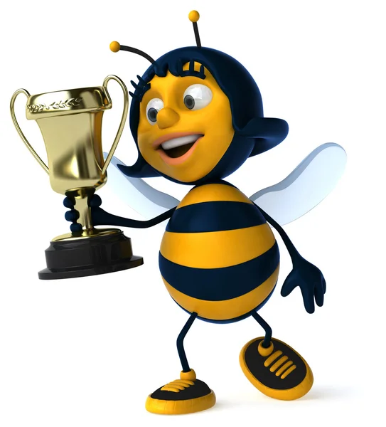 Pszczoła zabawa z złoty kielich — Zdjęcie stockowe