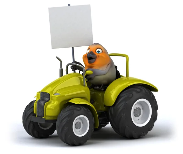 Funny bird in tractor — Stock Photo, Image