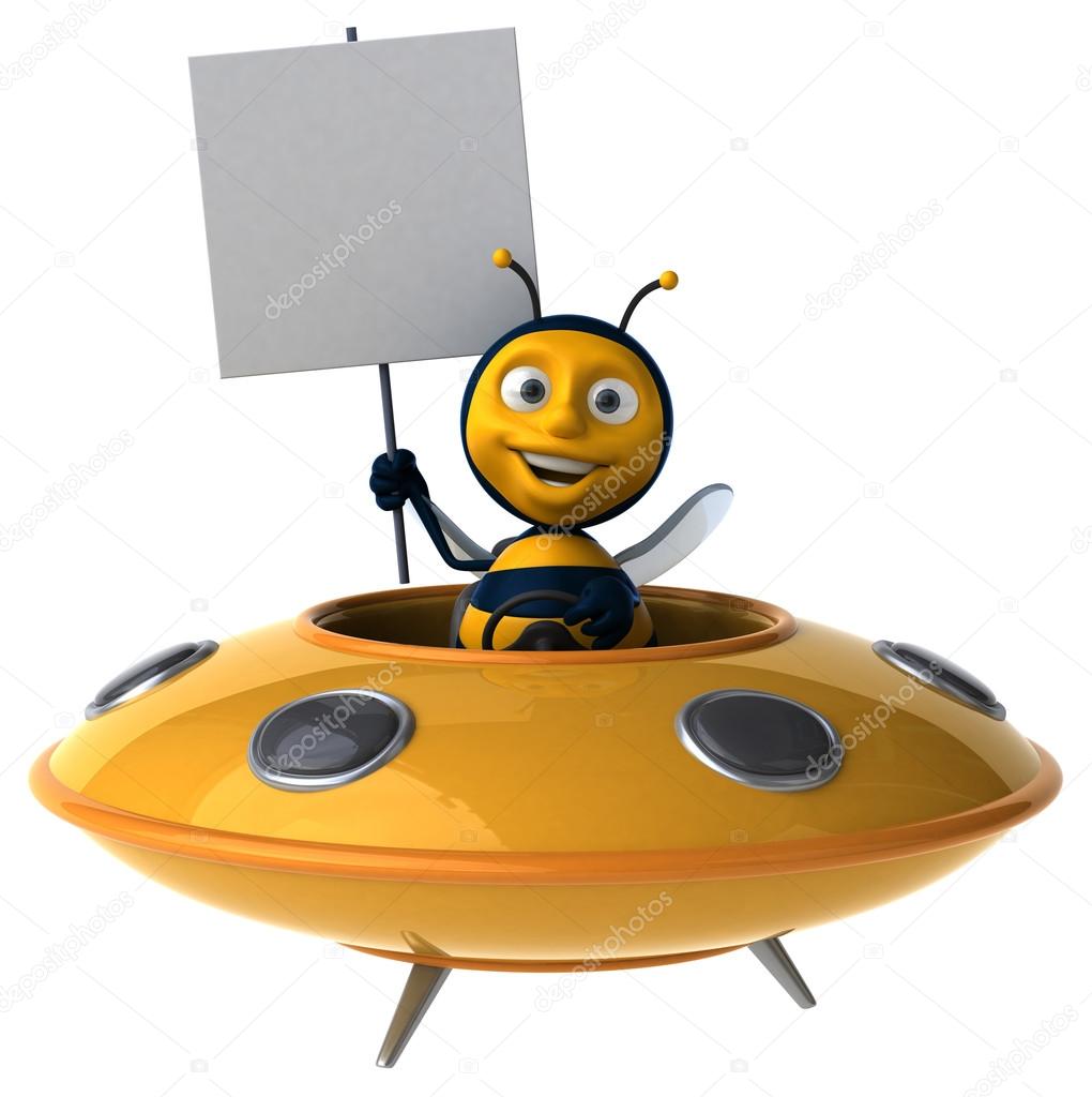 Funny bee in spaceship