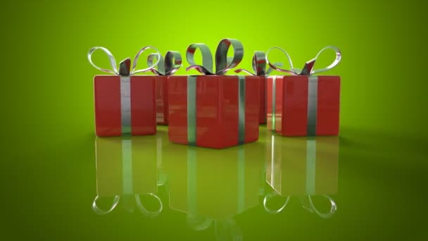 Červená pole s dárky — Stock video