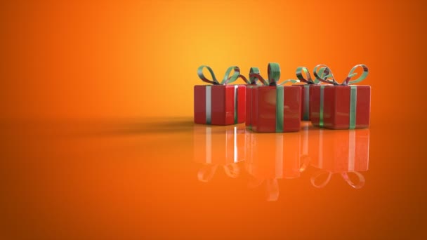 Red boxes with presents — Stock Video