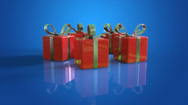 Rote Schachteln mit Geschenken — Stockvideo