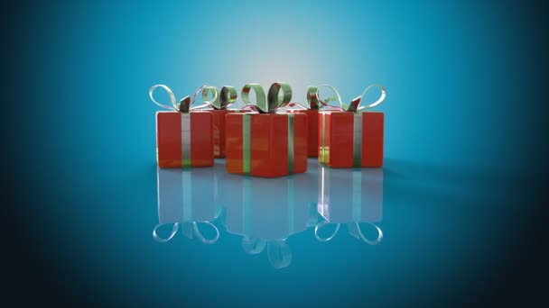 Cajas rojas con regalos — Vídeo de stock