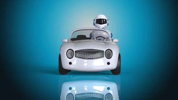 Çizgi film Robot sürüş araba — Stok fotoğraf