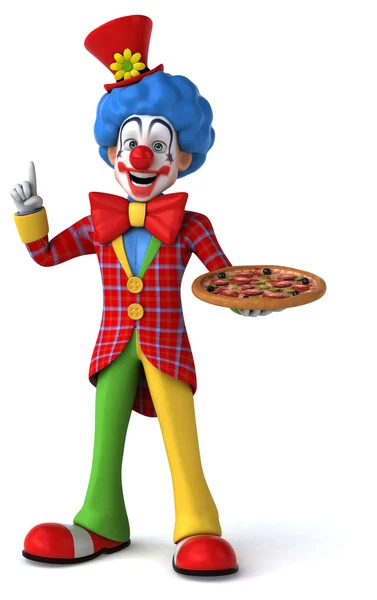 Веселый клоун с пиццей — стоковое фото