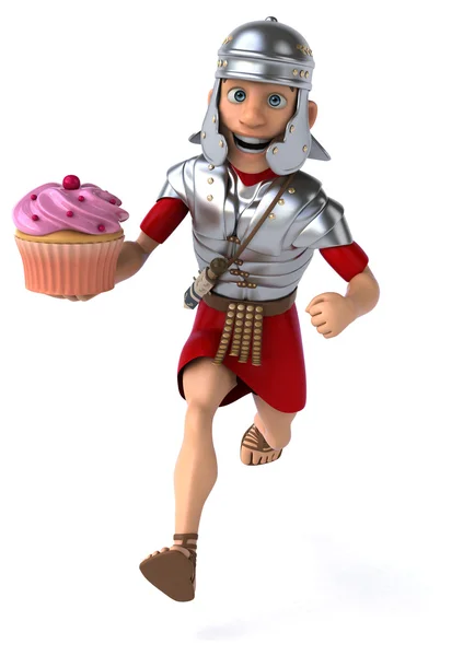 Soldado romano enxaguar com cupcake — Fotografia de Stock