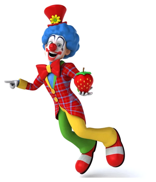 Веселий клоун з полуницею — стокове фото