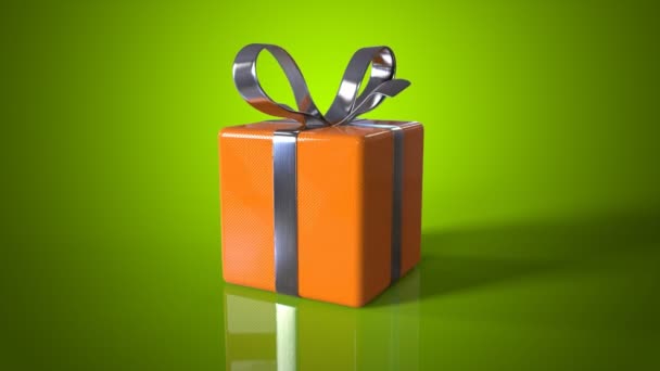 Orangefarbene Geschenkbox — Stockvideo