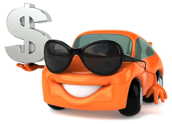 Dolar işareti olan komik araba — Stok fotoğraf