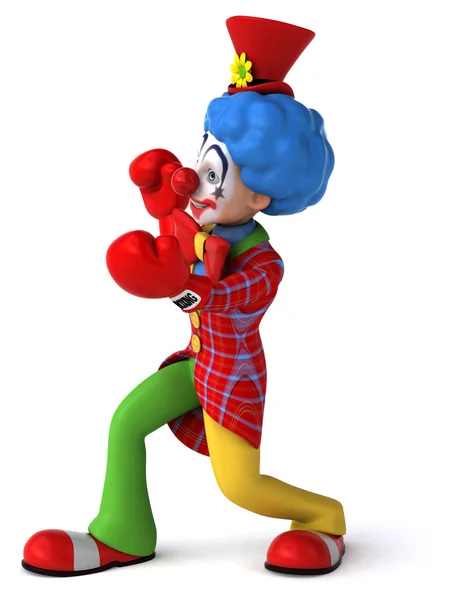 Grappige clown in bokshandschoenen — Stockfoto