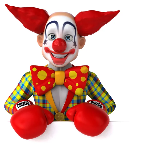 Grappige clown in bokshandschoenen — Stockfoto