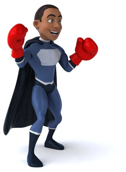 Веселый супергерой в боксёрских перчатках — стоковое фото