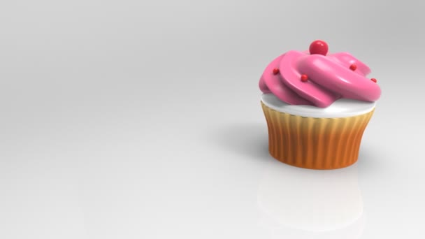 Smakelijke cupcake spinnen — Stockvideo