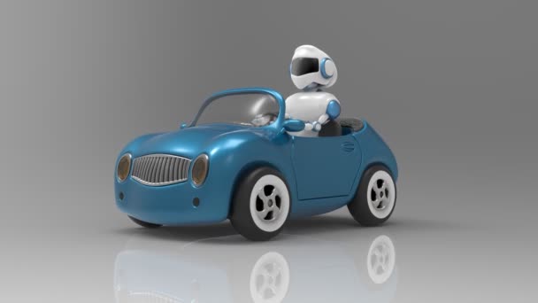 Robot futurista coche de conducción — Vídeo de stock