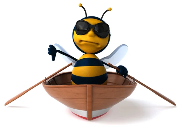 Fun abeille de dessin animé dans le bateau — Photo