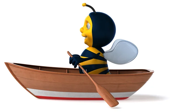 Divertida abelha dos desenhos animados em barco — Fotografia de Stock