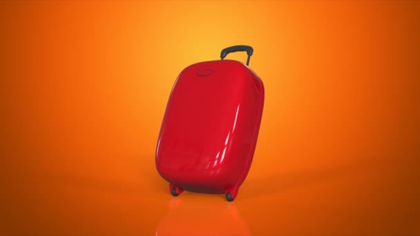 Spinning red suitcase — Stock Video