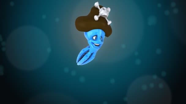 Funny cartoon octopus — Stock Video