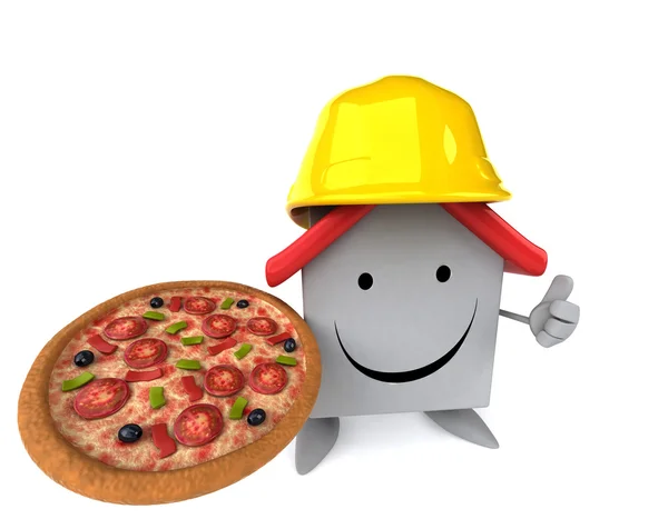 Pizza ile komik ev — Stok fotoğraf