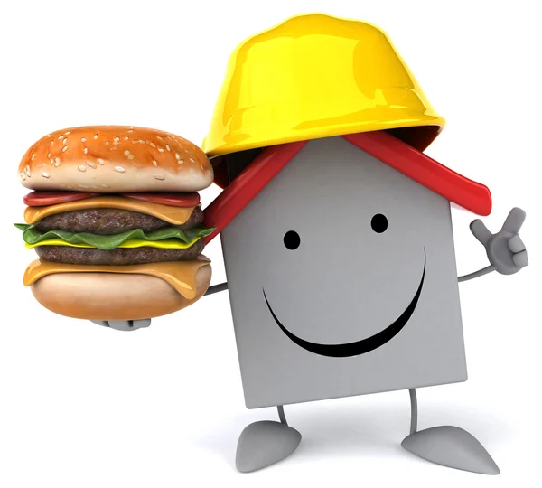 Hamburger ile komik ev — Stok fotoğraf