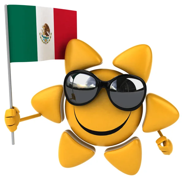 Funny sol con bandera —  Fotos de Stock