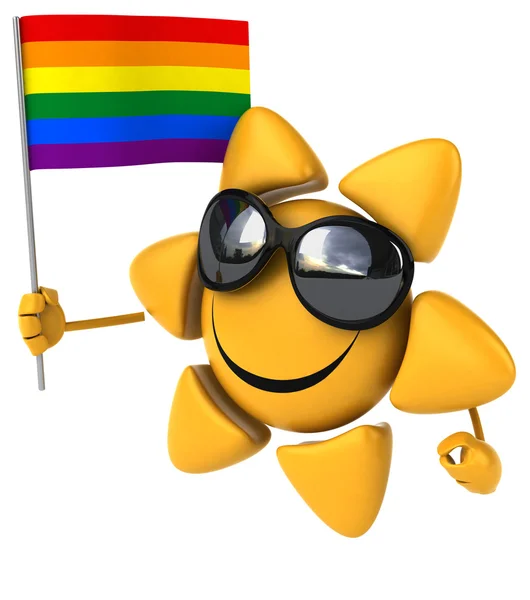 Funny sun with flag — Stock Photo, Image