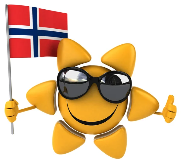 Funny sun with flag — Stock Photo, Image