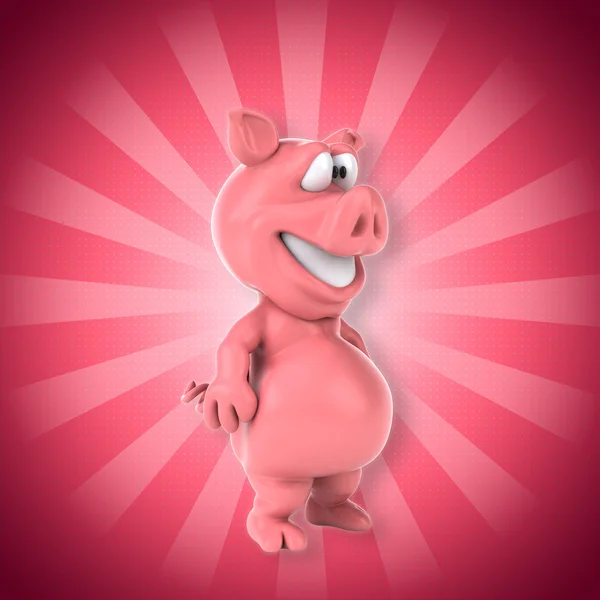 Spaß beim Zeichentrickschwein — Stockfoto