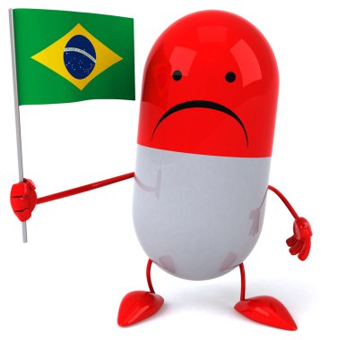 Eğlenceli karikatür kırmızı hapı