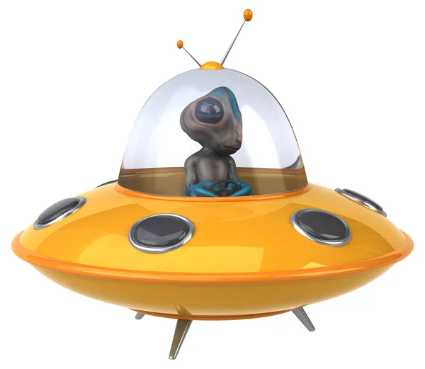 Cartoon Alien in UFO — Stock Photo, Image